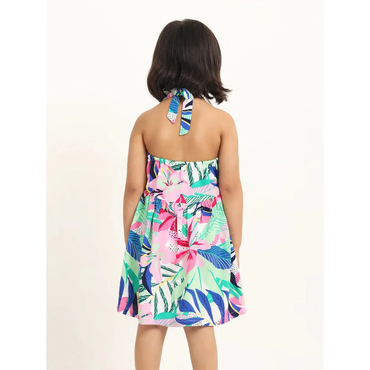 Campana Cheryl Halter Neck Dress - In the Jungle Print | Multicolour & Pink