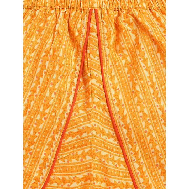 Campana Asmi Dhoti Kurta Set - Marigold Print | Yellow