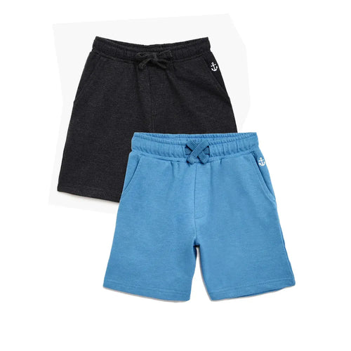 Campana Pack of 2 Boys Shorts - French Blue + Charcoal