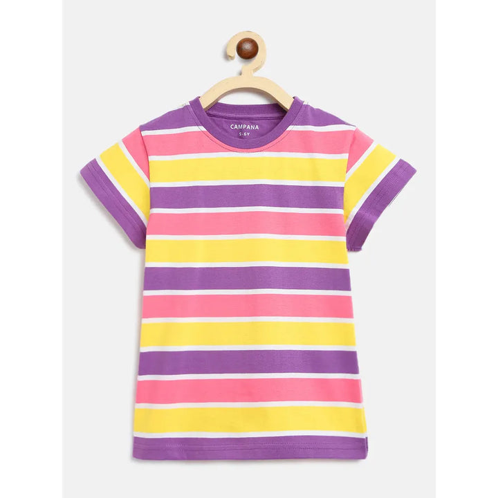 Campana Pack of 2 Round Neck Cotton T-Shirts | Purple & Yellow