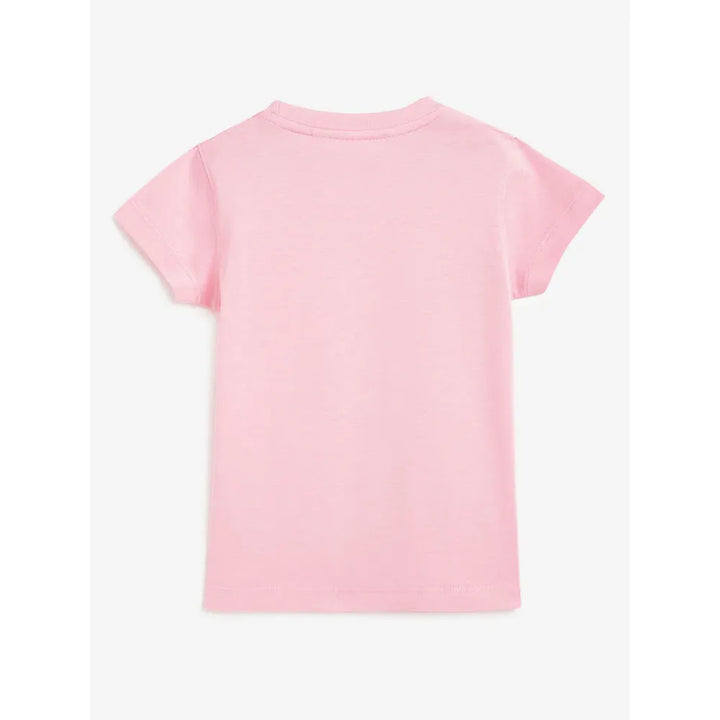 Campana Girls Pure Cotton Be Kind Printed Half Sleeves T-Shirt | Pink