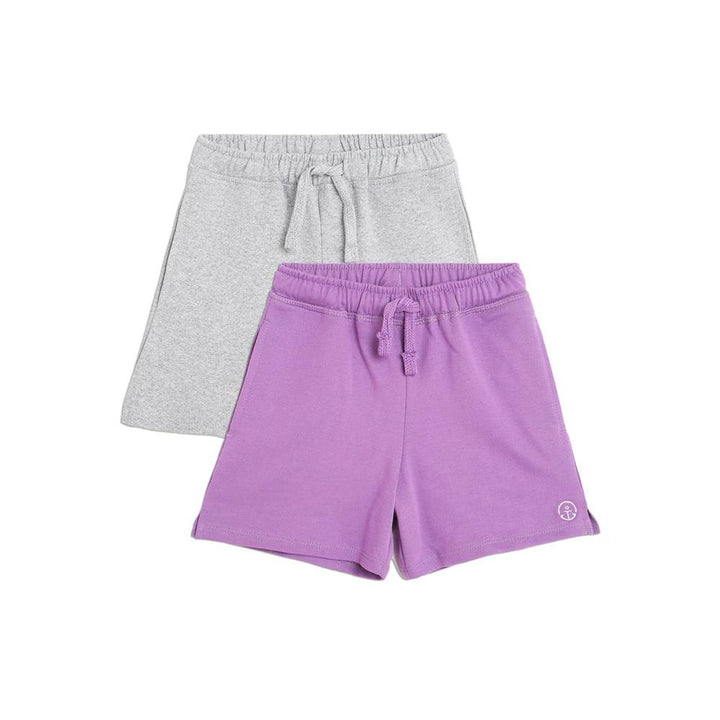Campana Pack of 2 Cotton Terry Shorts - Grey Melange & Purple