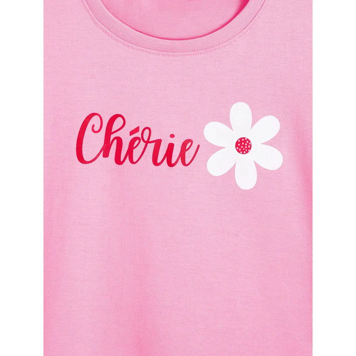 Campana Pure Cotton Drop Shoulder Typography Print T-Shirt | Pink