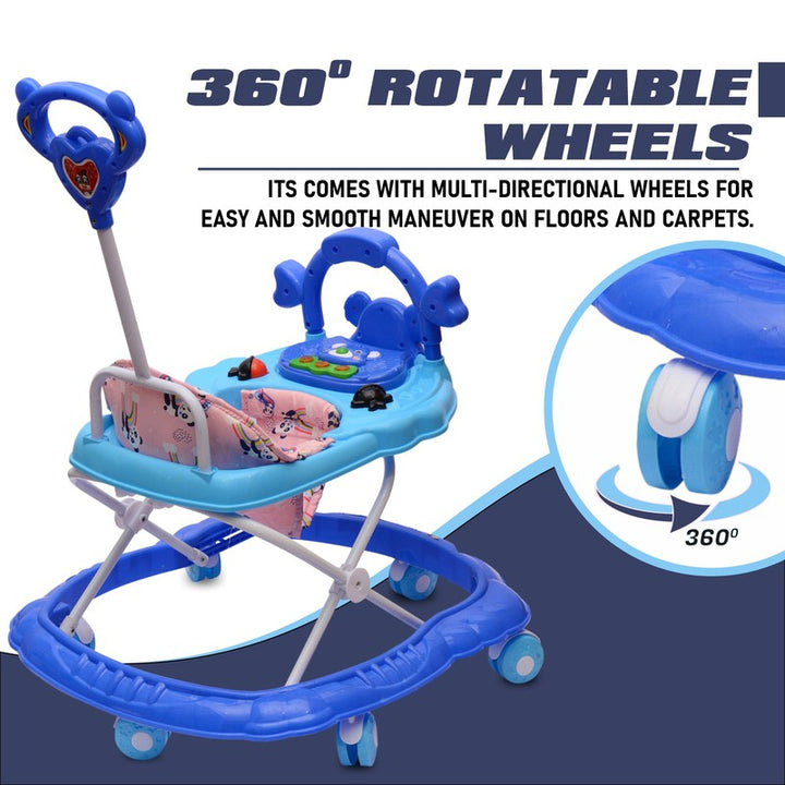 Musical Activity Walker with 3 Height-Adjustable Seat (9 Months to 1.5 Years) | COD Not Available | Blue