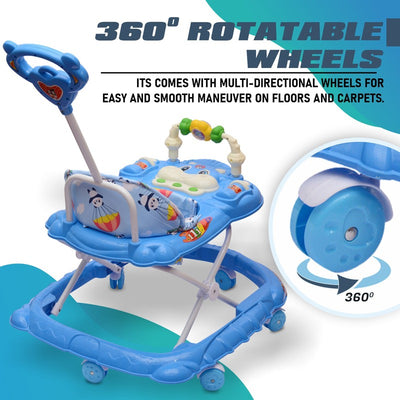 Musical 3-in-1 Walker With Parent Rod (Blue)