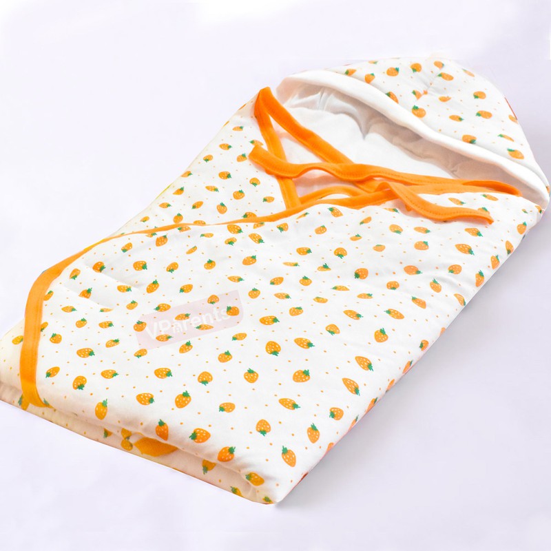 Huey New Born Baby Hooded Wrapper Blanket (Pack of 2)(Orange,Blue)