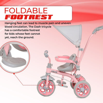 3 IN 1 Tricycle With Canopy, Parent Handle, Sipper, Footrest, Safety Railing for Kids (Pink) | COD not Available