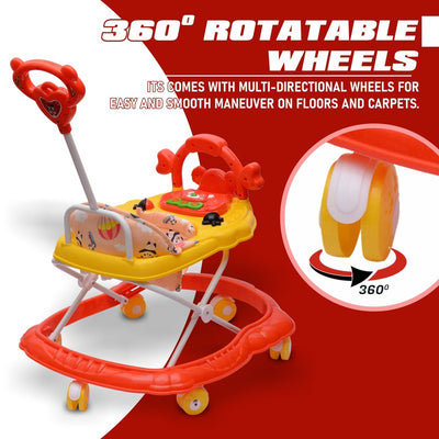 Red Musical Activity Walker with 3 Height Adjustment for Kids