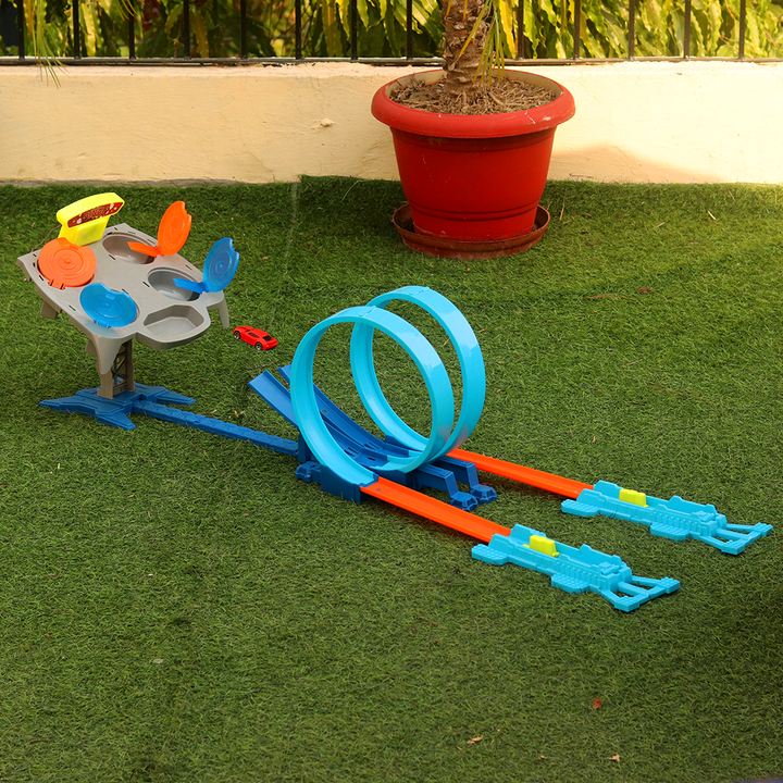 Car Launcher Track Set with 360 Degree Turn And 2 Cars