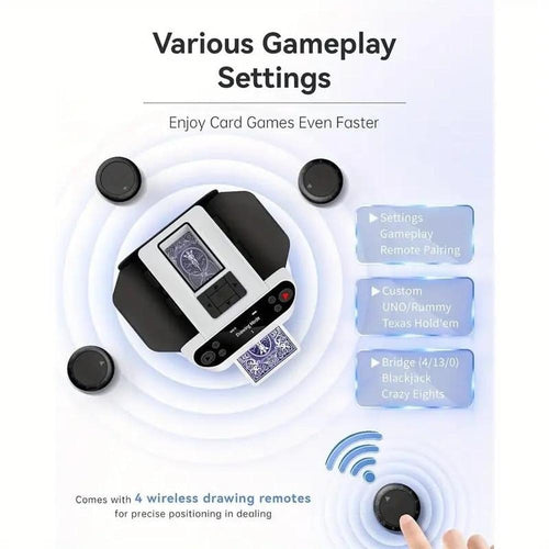 Hop N Play 2 in 1 Automatic Card Shuffler and Dealer Machine - 360° Rotation & Wireless Remote (Grown Ups)