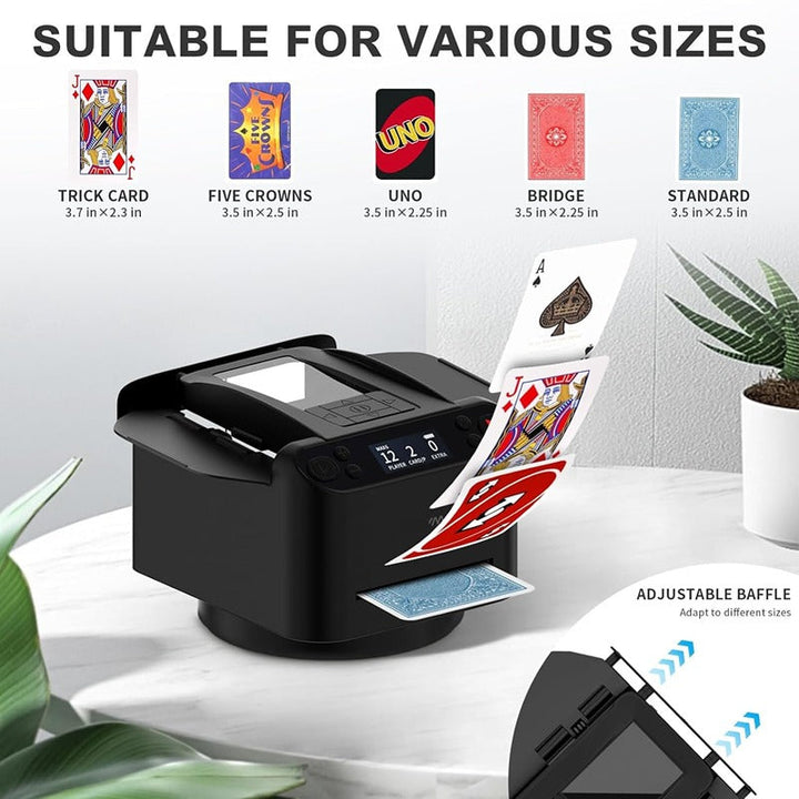 Hop N Play 2 in 1 Automatic Card Shuffler and Dealer Machine - 360° Rotation & Wireless Remote (Grown Ups)