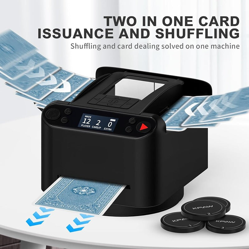 Hop N Play 2 in 1 Automatic Card Shuffler and Dealer Machine - 360° Rotation & Wireless Remote (Grown Ups)