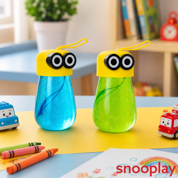 Set of 2 Cartoon Character Slime Jars for Kids | Colorful Stretchy Sensory Toy | Green & Blue