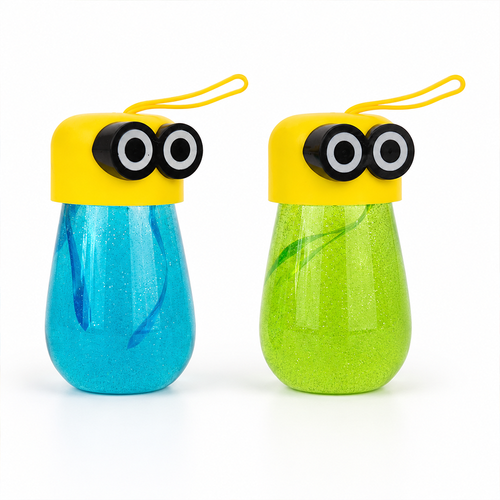 Set of 2 Cartoon Character Slime Jars for Kids | Colorful Stretchy Sensory Toy | Green & Blue