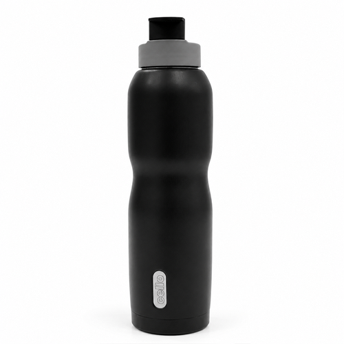 Cello Insulated Water Bottle with Stainless Steel  Inner - 800ml | Purosteel - X Grippo 900 | Black