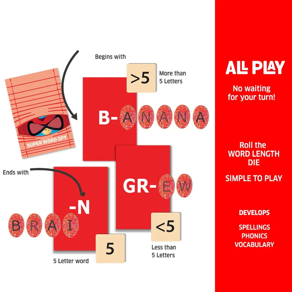 Chalk & Chuckles Super Word Spy Board Game - Speedy Game of Wordplay (8-12 Years)