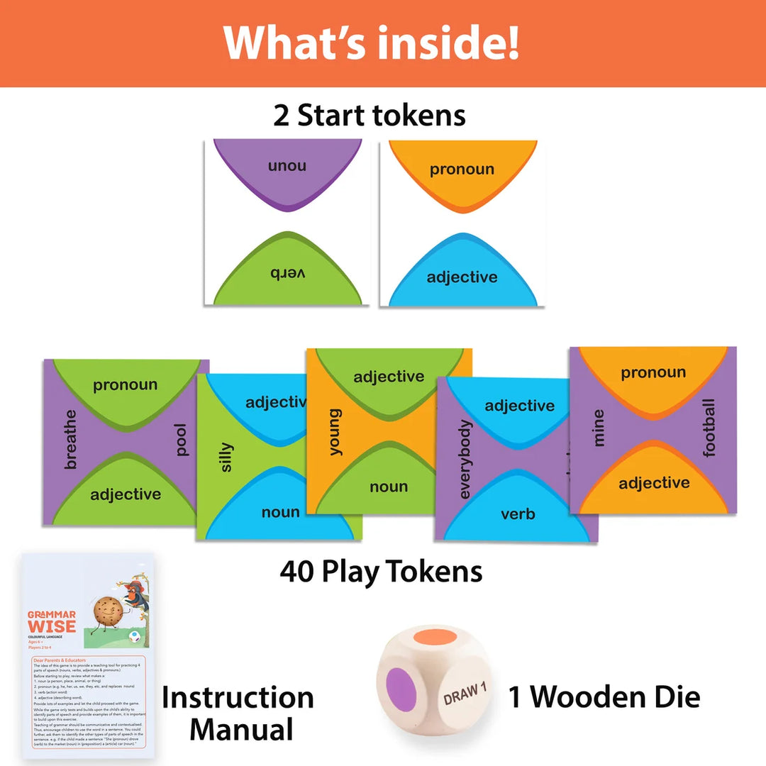 Chalk & Chuckles Grammar Wise Learning Family Board Game (6-9 Years)