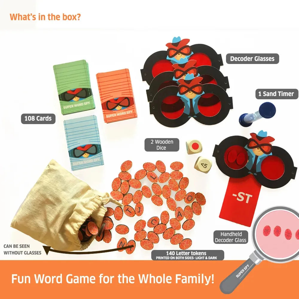 Chalk & Chuckles Super Word Spy Board Game - Speedy Game of Wordplay (8-12 Years)