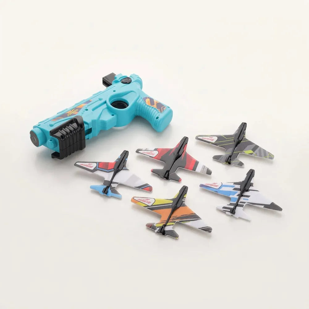 Chanak Foam Aircraft Plane Launcher Blaster with 5 Foam Planes - Blue