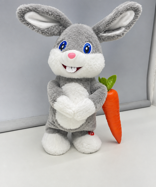 Interactive Rabbit Plush Toy with Carrot | Musical Battery-Operated Soft Toy