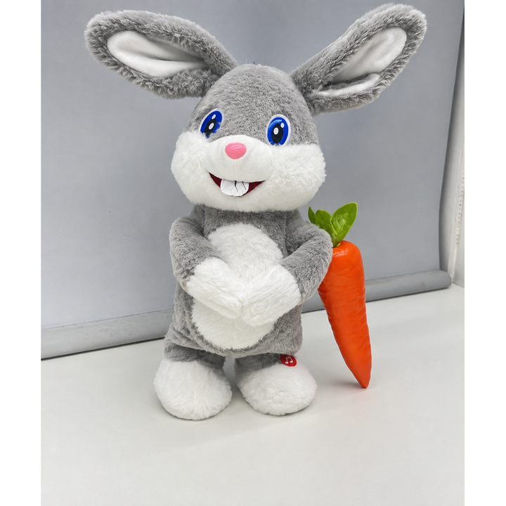 Interactive Rabbit Plush Toy with Carrot | Musical Battery-Operated Soft Toy