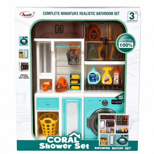 Annie Coral Shower Set Miniature Realistic Laundry Set