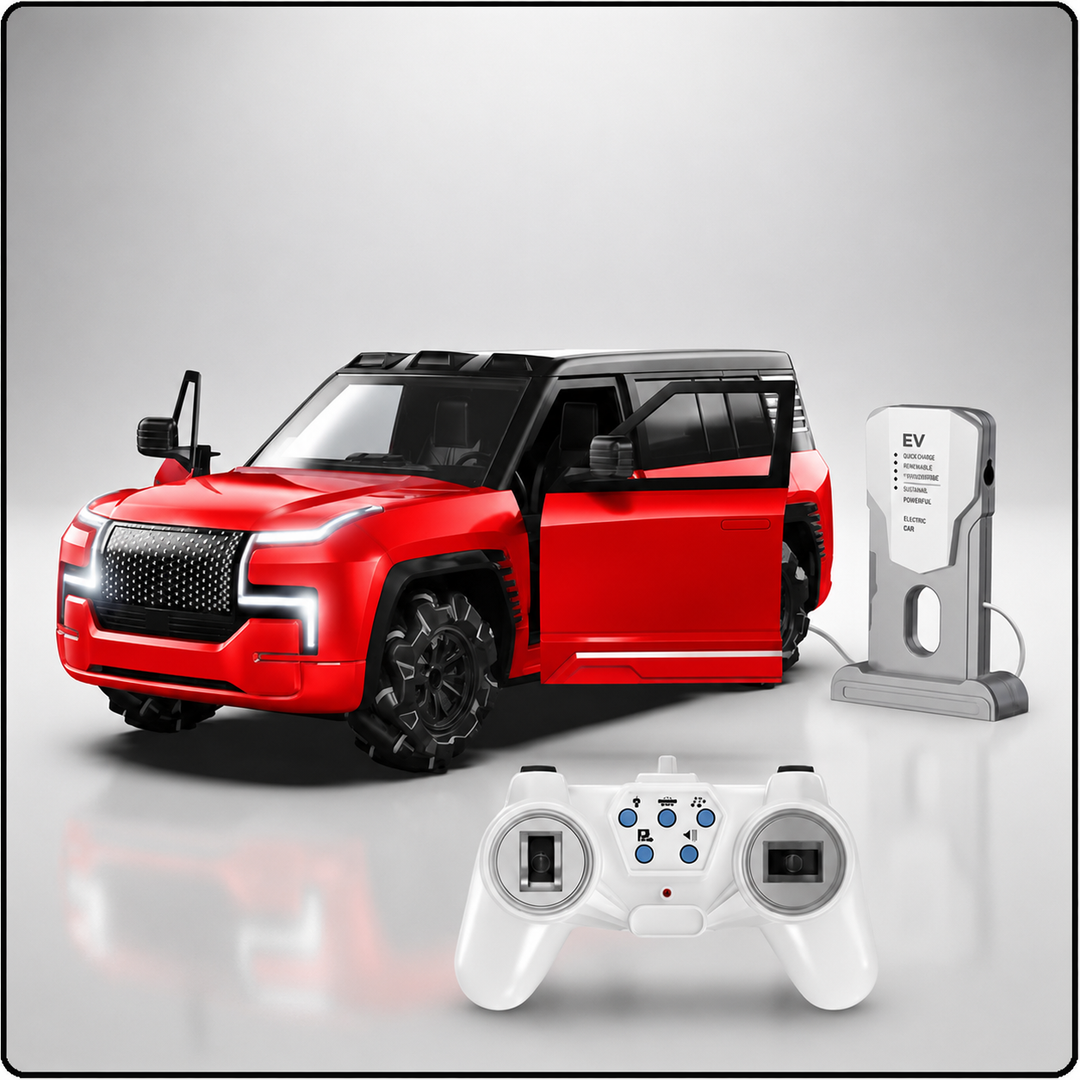 Rechargeable Remote Control Drift Car with EV Power Charge Station | 1:12 Scale | Auto Park, Lights & Music for Kids