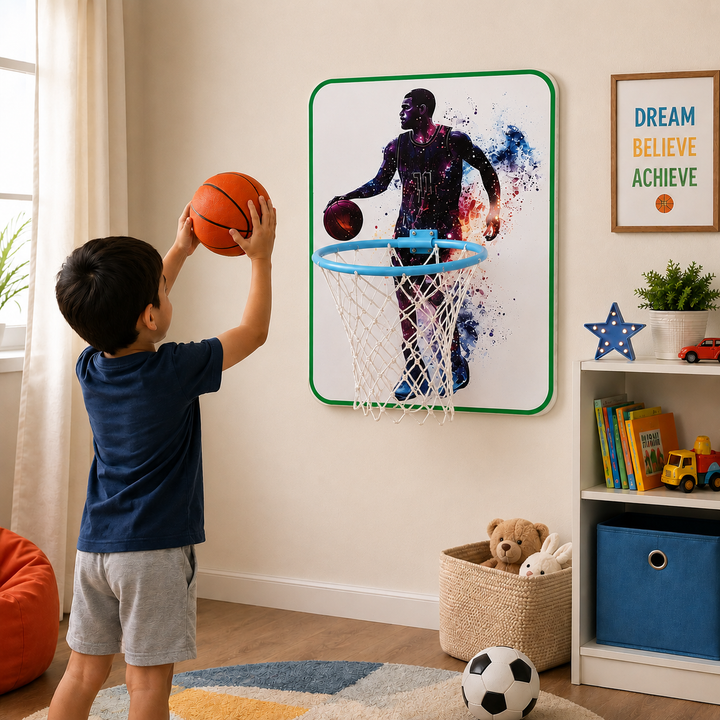 Wall Mountable Basketball Set with Ball | Indoor Mini Basketball Hoop for Kids