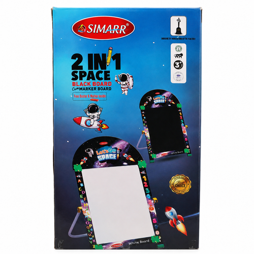 Simarr 2-in-1 Space Drawing Board with Marker & Blackboard