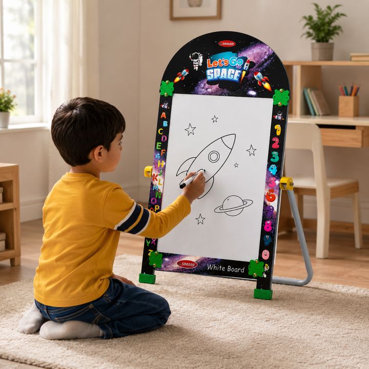 Simarr 2-in-1 Space Drawing Board with Marker & Blackboard