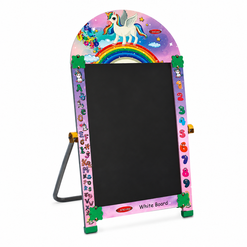 Simarr 2-in-1 Unicorn Drawing Board with Marker & Blackboard
