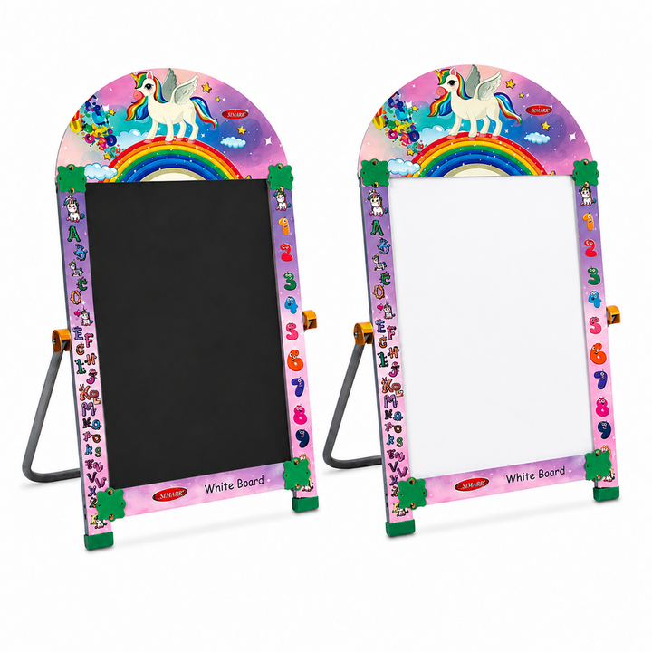 Simarr 2-in-1 Unicorn Drawing Board with Marker & Blackboard