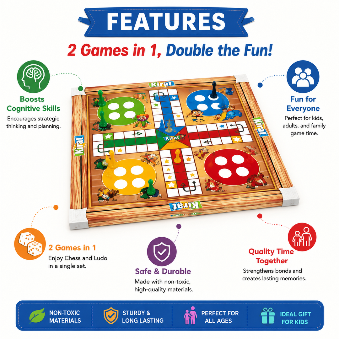 Kirat 2 in 1 Game Chess and Ludo | Classic Board Game