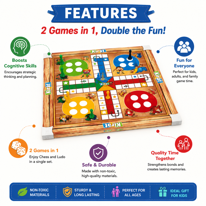 Kirat 2 in 1 Game Chess and Ludo | Classic Board Game
