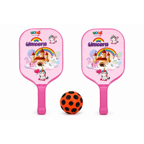 KATS by Simarr Unicorn Pickle Game Set with Moon Ball & 2 Paddles | Outdoor Paddle Game for Kids- Pink