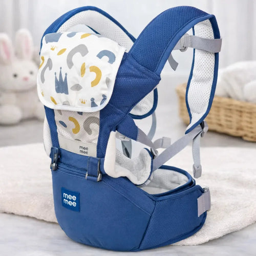 Mee Mee 8 in 1 Advanced Baby Bliss Sling Baby Carrier with Hip Seat - Blue | Ergonomic, Breathable & Convertible Baby Carrier