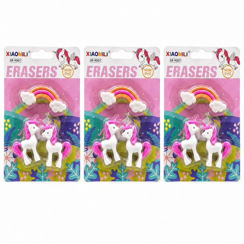 Pack of 3 (3 Piece Unicorn Eraser Set) - Pink