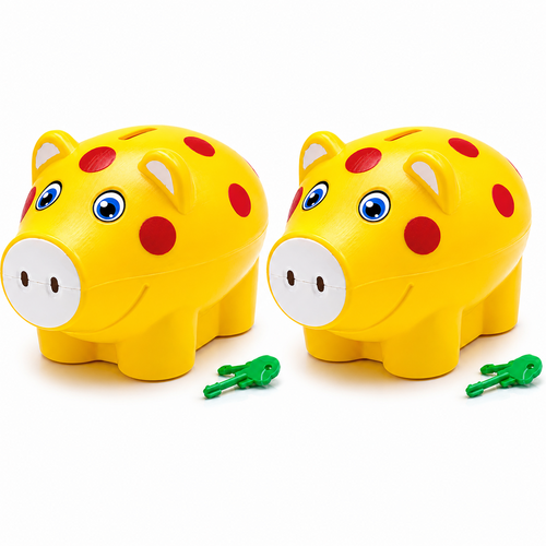 Pack of 2 Money Saver Piggy Bank (3-8 Years) - Yellow
