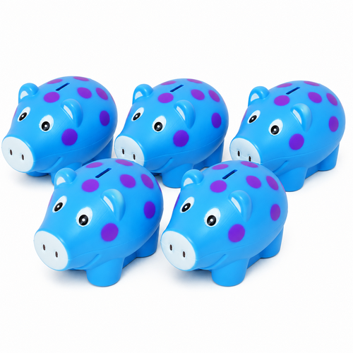 Pack of 5 Money Saver Piggy Bank (3-8 Years) - Blue