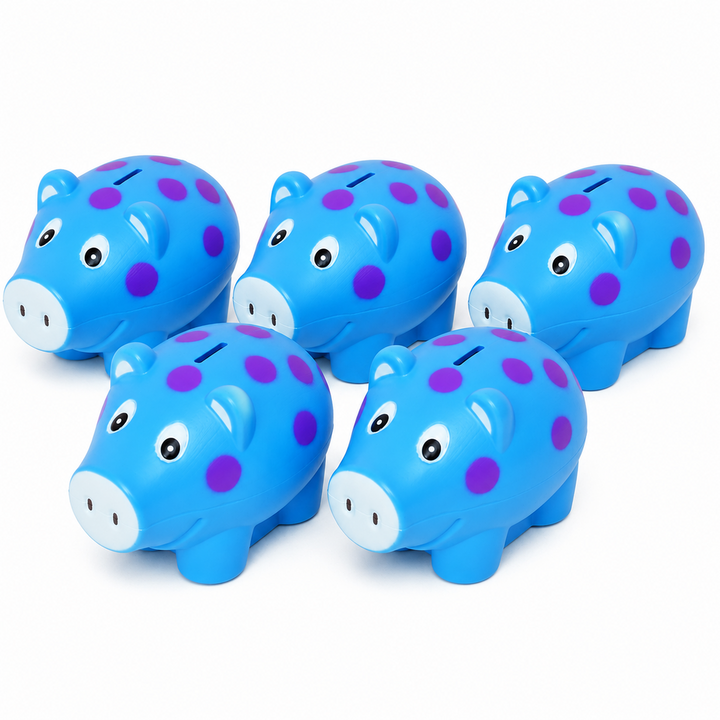 Pack of 5 Money Saver Piggy Bank (3-8 Years) - Blue