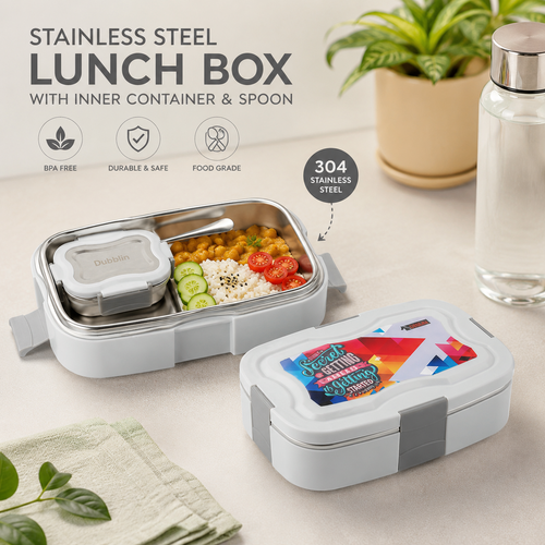 Dubblin Harry Insulated Lunch Box with Steel Container - 850ml | Grey