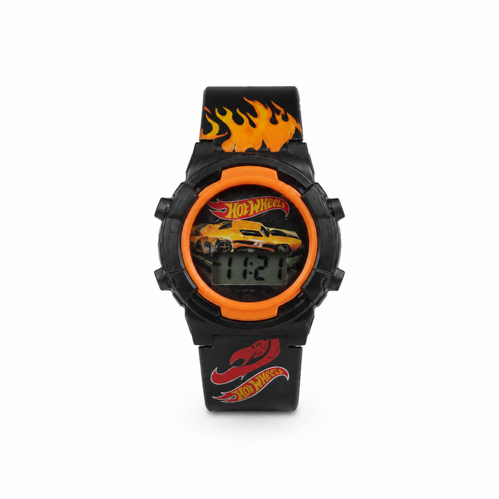 Original Mattel Hotwheels Digital Watch for Kids with Flashing Lights - Adjustable Strap