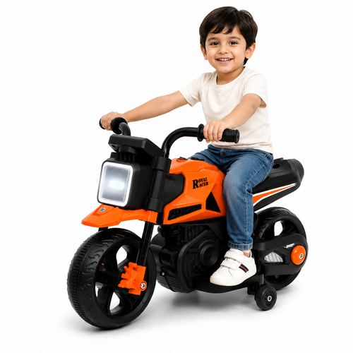 Mee Mee Royal Racer Electric Bike for Kids - LED Headlights, Bluetooth Music, Food Accelerator, Large Capacity Battery | Red