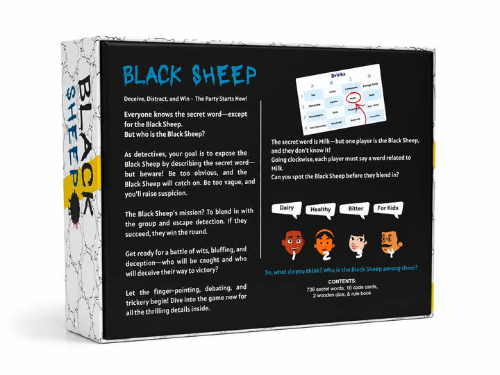 Adeloft Black Sheep - Secret Word Party Game for Kids & Adults | Social Deduction, Bluffing & Hidden Identity Family Game