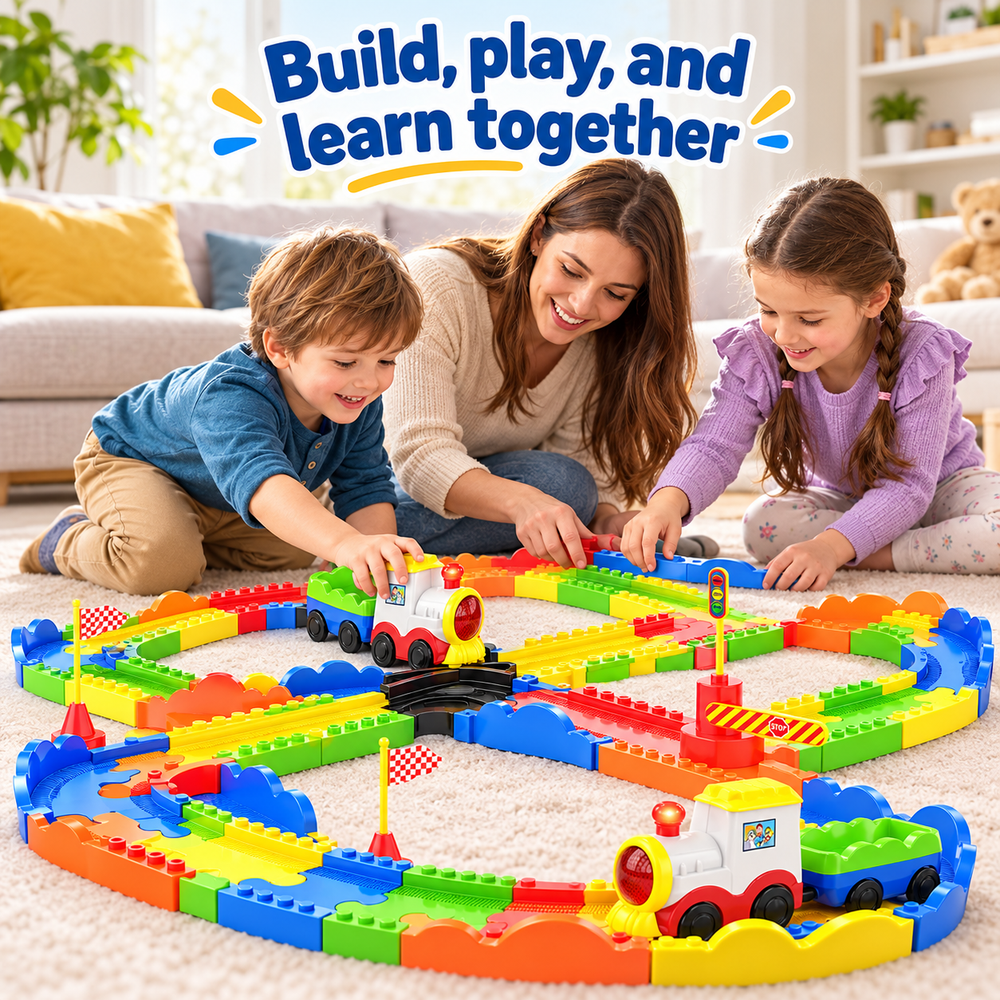 Mirana Block Rider Train Set – 82 Pieces | Rechargeable Engine, Multiple Tracks & Sound Modes | Ages 2–8 Years