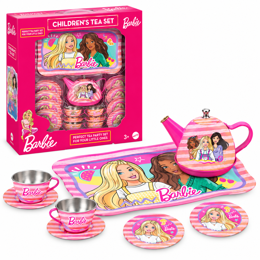 Original Barbie Lightweight Metal Tea Set - 14 Pieces | Licensed Toy (3-6 Years)