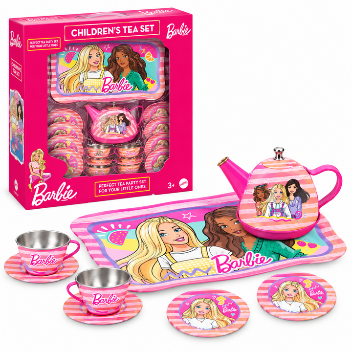 Original Barbie Lightweight Metal Tea Set - 14 Pieces | Licensed Toy (3-6 Years)