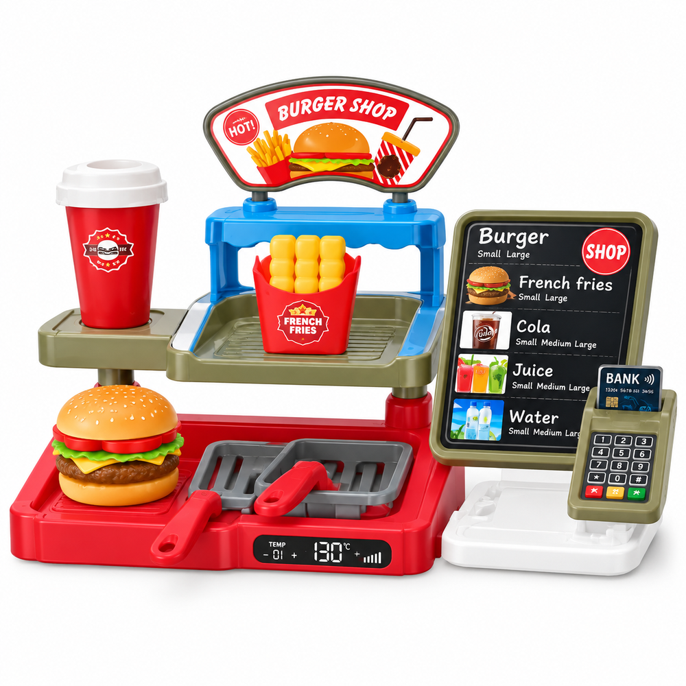 Burger Shop Pretend Play Toy Set with Accessories | Kitchen Toy for Kids