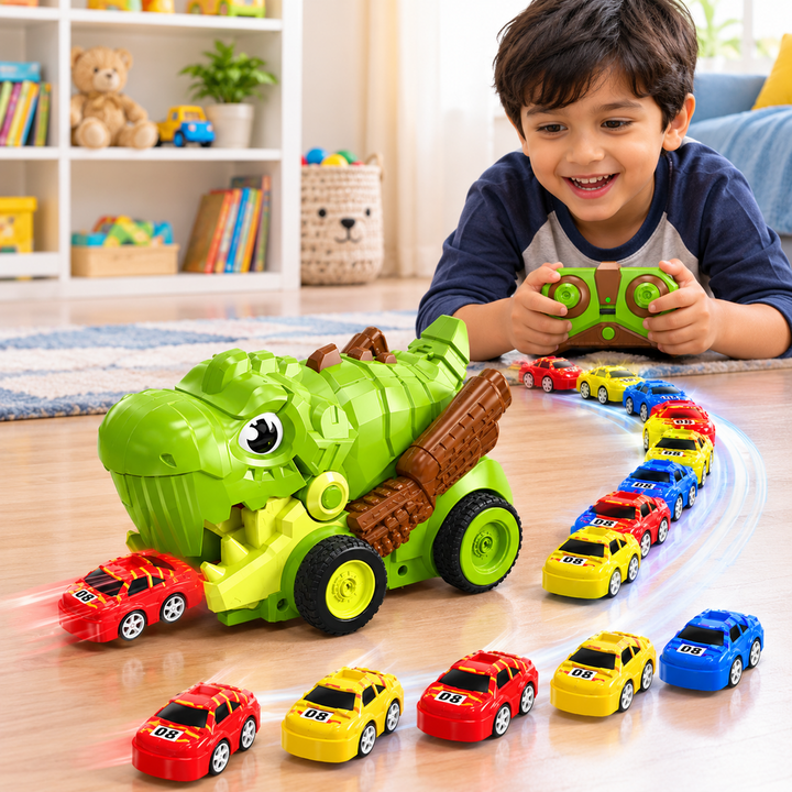 Dinosaur RC Snake Game Car with 6 Racing Cars | Remote Control Dino Car