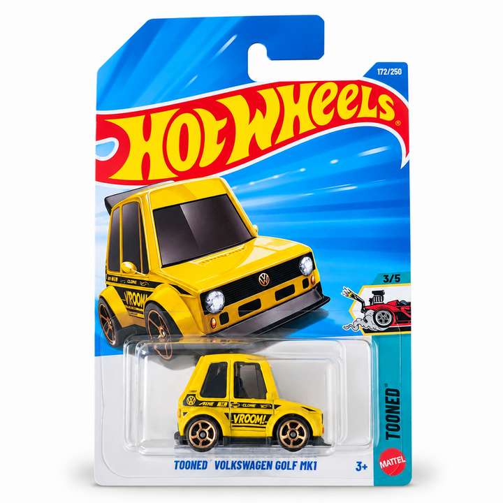 Set of 3 Hot wheels [HW 479] - Go-Realla-Fast, Tooned Volkswagen Golf MK1, Datsun 620